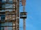 Workers in an elevator at the construction site