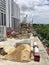 Workers fabricating column timber formwork