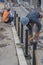 Workers installing posts