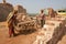 Workers move bricks at a factory in Dhaka, Bangladesh.