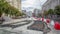 Workers with protective mask welding reinforcement for tram tracks in the city timelapse