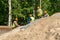 Workers resting on a construction site