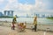 Workers in Singapore Marina Bay