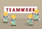 Workers with Tools and Teamwork Banner Vector Cartoon Illustrati