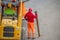 Workers at work to bury the cables of the ultra-fast network