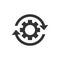 Workflow process icon in flat style. Gear cog wheel with arrows