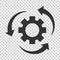 Workflow process icon in flat style. Gear cog wheel with arrows