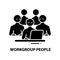 workgroup people symbol icon, black vector sign with editable strokes, concept illustration