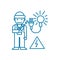 Working as an electrician linear icon concept. Working as an electrician line vector sign, symbol, illustration.