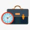 Working bag with clock for work scheduling icon vector illustration