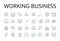 Working business line icons collection. Running company, Busy office, Operational enterprise, Functioning corporation