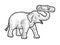 Working elephant with log in its trunk sketch