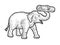 Working elephant with log in its trunk sketch