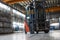 Working Forklift in warehouse