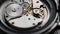 Working gear mechanism of an old wrist watch in macro. Close-up
