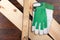 Working gloves on a wooden background