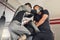 Working on his leg game. Cropped shot of two professional fighters sparring in the gym.