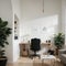 Working at home concept working at home Modern home living room interior design boss lady boss Aesthetic minimalist workspace