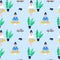 Working from home seamless pattern. Freelance woman working on laptop at her house. Work at home concept design. Vector