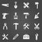 Working instrument tool icons on black. Vector