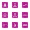 Working masses icons set, grunge style