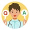 Working nurse man. Healthcare conceptMan cartoon character. People face profiles avatars and icons. Concept for QandA