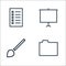 working in the office line icons. linear set. quality vector line set such as folder, brush, keynote presentation