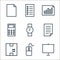 working in the office line icons. linear set. quality vector line set such as keynote presentation, mouse, package, text document