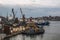 Working pier in Vladivostok with moored ships