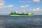 A working ship passing the rivermouth of the Elbe. Cuxhaven, Germany.