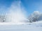 Working snow making machine at a ski field