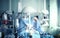 Working surgical team, unfocused background