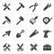 Working Tool and instrument icons white. Vector