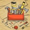 Working toolbox and instruments kit