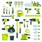 Working tools, construction and repair equipment, building instruments. Hammer, wrench, pliers, home renovation