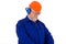 Workman with hearing protector