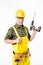 Workman holding electric drill