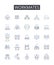 Workmates line icons collection. Colleagues, Comrades, Peers, Partners, Cohorts, Associates, Allies vector and linear