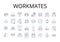 Workmates line icons collection. Colleagues, Comrades, Peers, Partners, Cohorts, Associates, Allies vector and linear