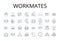 Workmates line icons collection. Colleagues, Comrades, Peers, Partners, Cohorts, Associates, Allies vector and linear