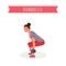 Workout with dumbbells flat vector illustration. Smiling lady in sportswear, fitness coach doing sit ups cartoon