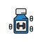 Workout energy booster supplement icon with pill capsule symbol. medicine for bodybuilder illustration. simple graphic