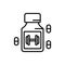 Workout energy booster supplement icon with pill symbol. medicine for bodybuilder illustration. simple monoline graphic