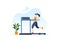 Workout Gym People Exercising Lifting Dumbbells and Weight, Jogging on Treadmill, Sport, Wellness or Fitness in Flat Illustration