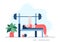 Workout Gym People Exercising Lifting Dumbbells and Weight, Jogging on Treadmill, Sport, Wellness or Fitness in Flat Illustration