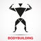 Workout logo with bodybuilder triangle man. Vector