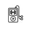 Workout music playlist icon. music player with dumbbell symbol for listening song in the gym illustration. simple monoline