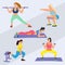 Workout, training hand drawn flat illustration. People in sportswear doing exercises cartoon characters. Healthy lifestyle
