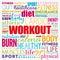 WORKOUT word cloud collage, fitness, health concept background