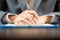 Workplace closeup person professional businesswoman sitting at desk hold pen signing or signature contract paper. Employee woman